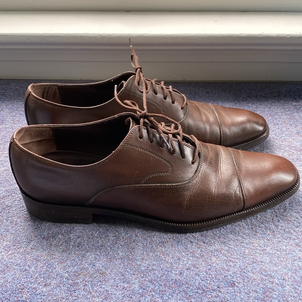 Salvatore Ferragamo Shoes Men’s 8 D, Brown Cap Toe Oxford